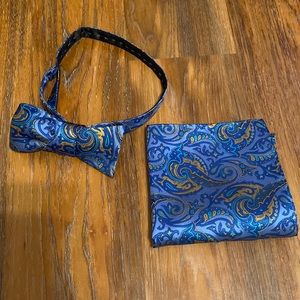 Adjustable Paisley Bow Tie & Matching Handkerchief